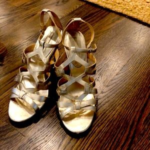 Gold stiletto sandals